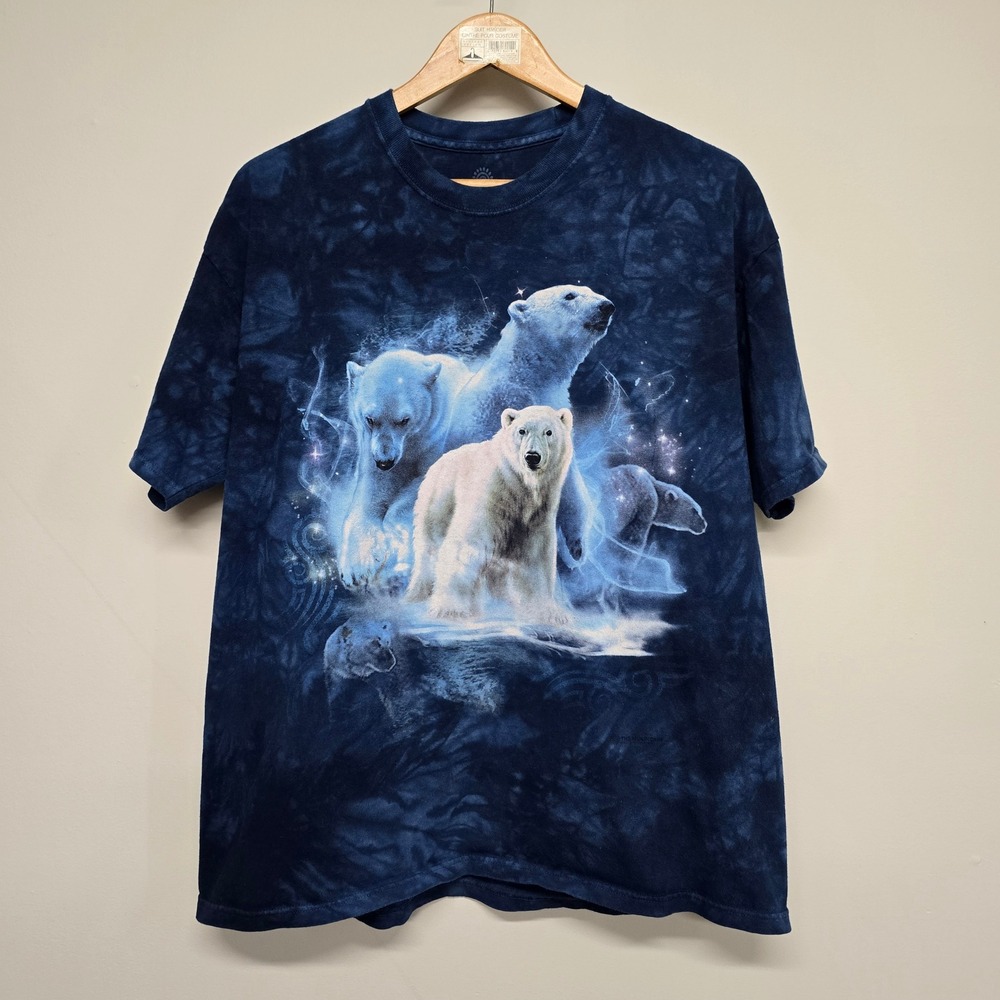 The Mountain Polar Bear T-Shirt Mens XL Blue Tie Dye Cotton Graphic Nature Tee
